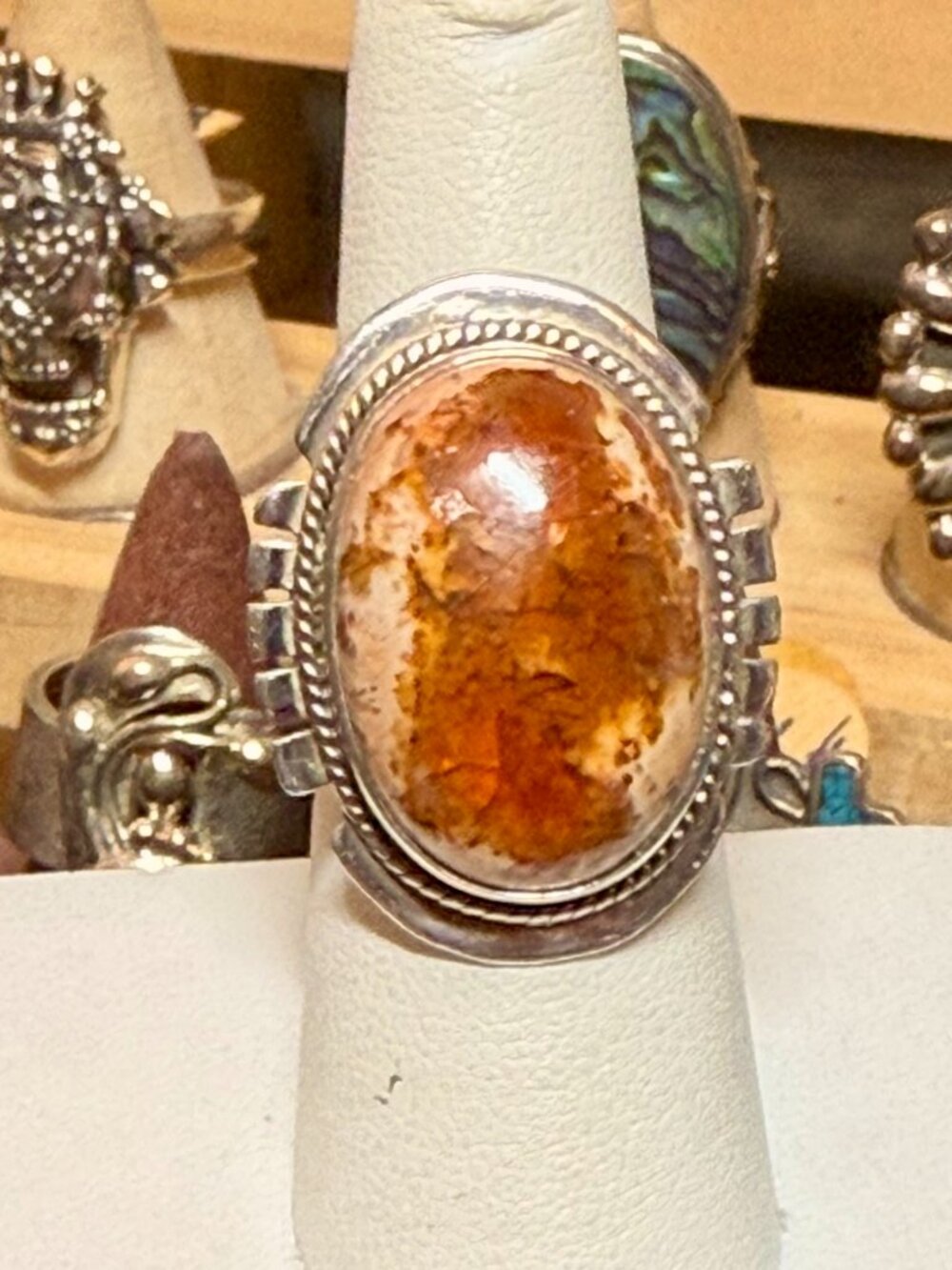 925 Mexican Cantera Fire Opal Ring View 2